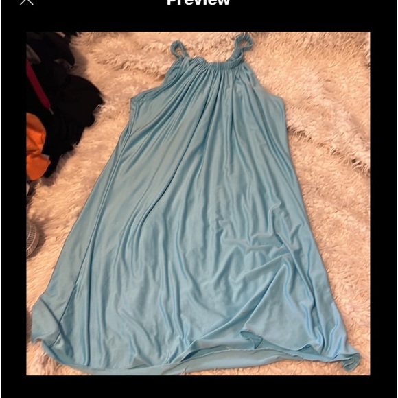 SOLD Vintage Satin Slip Dress L Aqua Blue  WN3 no tags - Picture 1 of 1